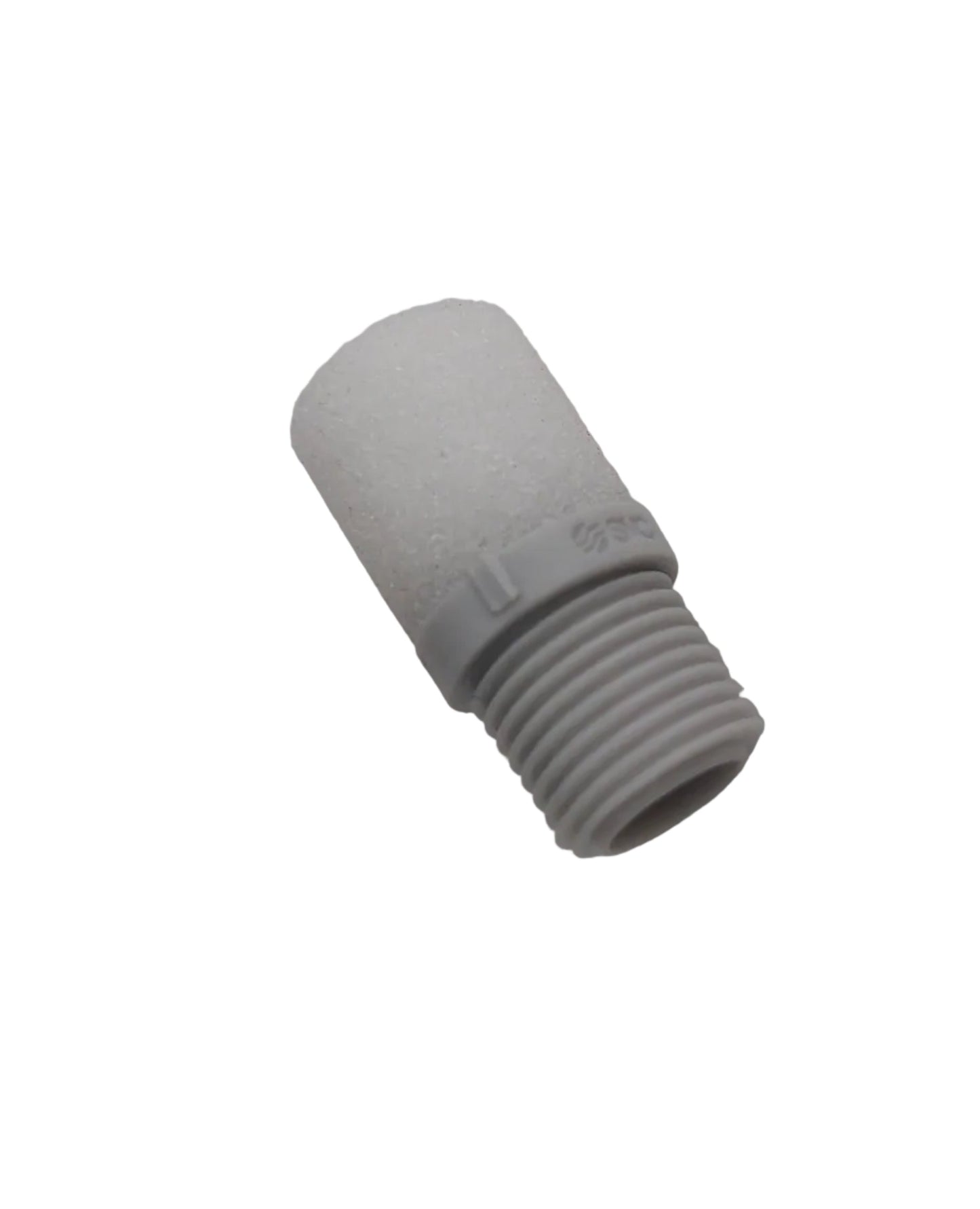 Sintered silencer with size and model number on a gray background