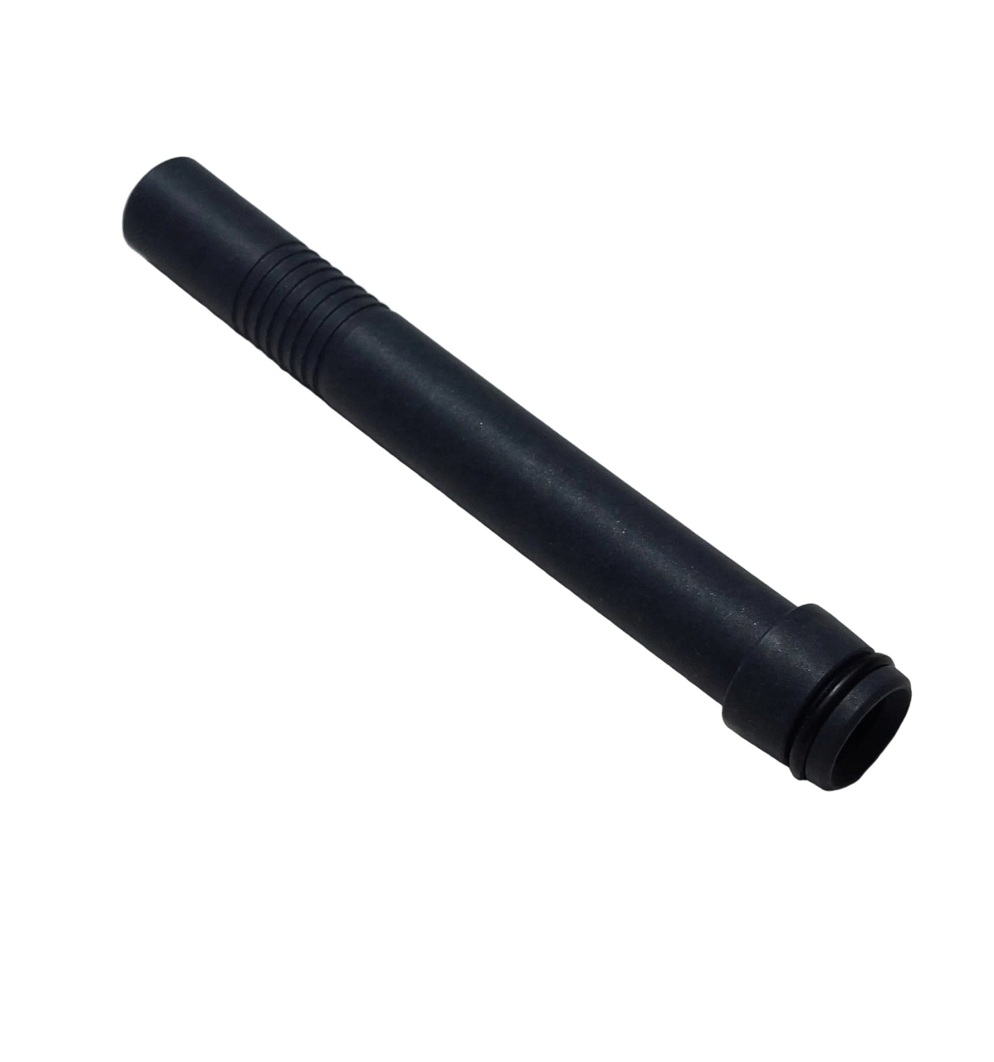 A black Teflon bushing with the label 'E-Feed +3 Teflon bushing w/o-ring' on it.