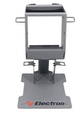 A gray metal desktop mount with the Electron logo on the base.