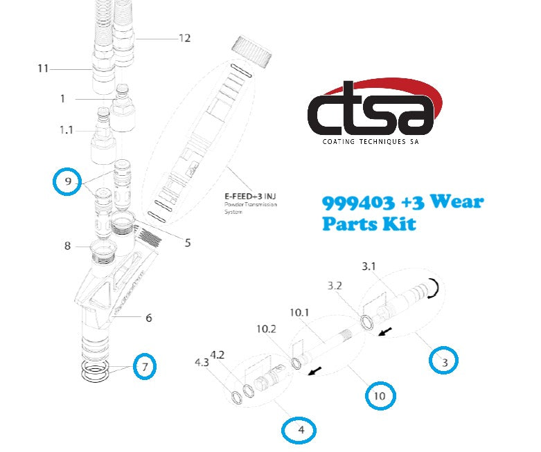 Electron +3 Powder Feed Pump Complete Service Kit No. 1