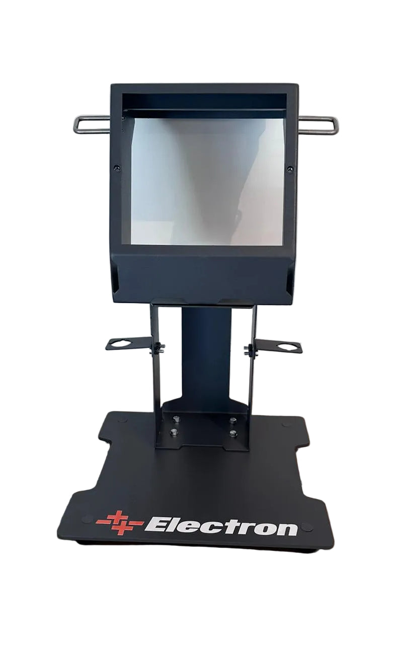 Black electronic device on a cardboard box with 'Electron' branding against a white background